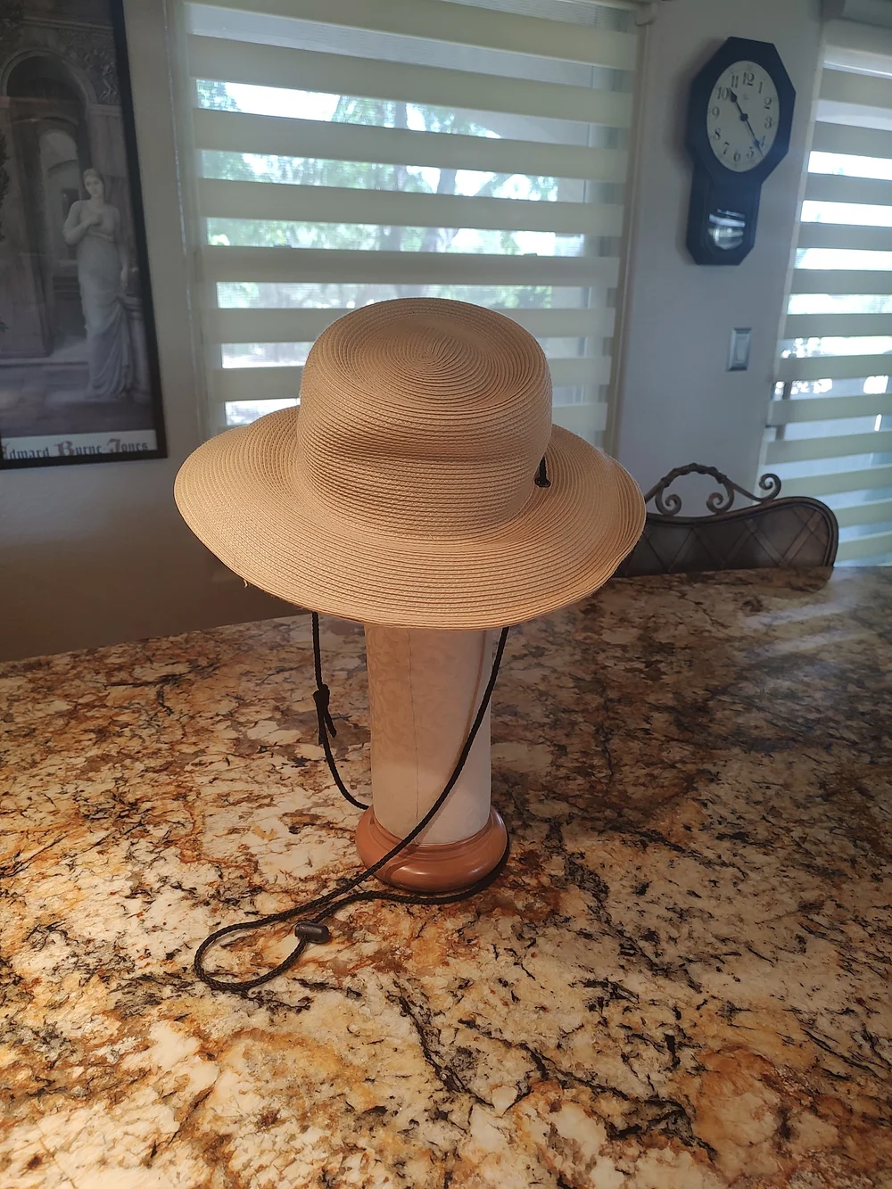Tula Cream Wide-Brim Sun Hat with Black Chin Cord